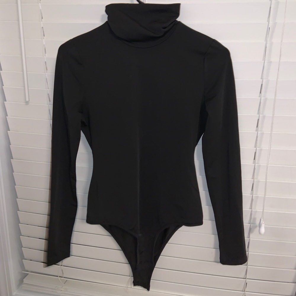 Long sleeve black turtleneck bodysuit
